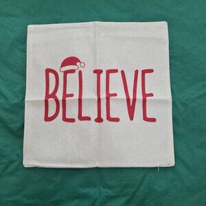 Believe Christmas Holiday Pillow Cover, NWOT
